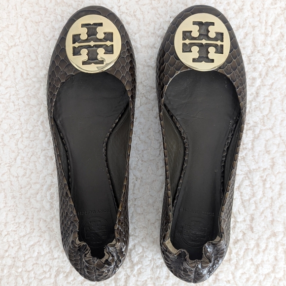 Tory Burch Ballet Flats in Brown Snakeskin-Embossed Genuine Leather - Picture 7 of 12